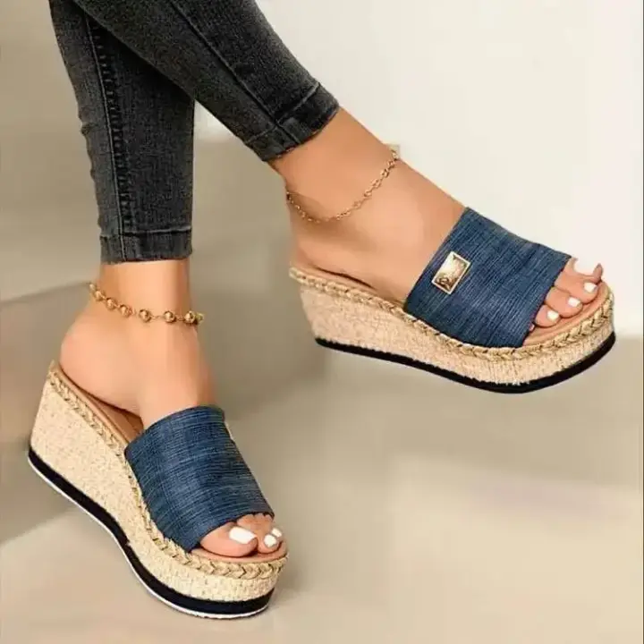 Sandalias de tacón alto para mujer, zapatos informales de suela gruesa, cuñas de ocio, zapatos de plataforma para verano - 1