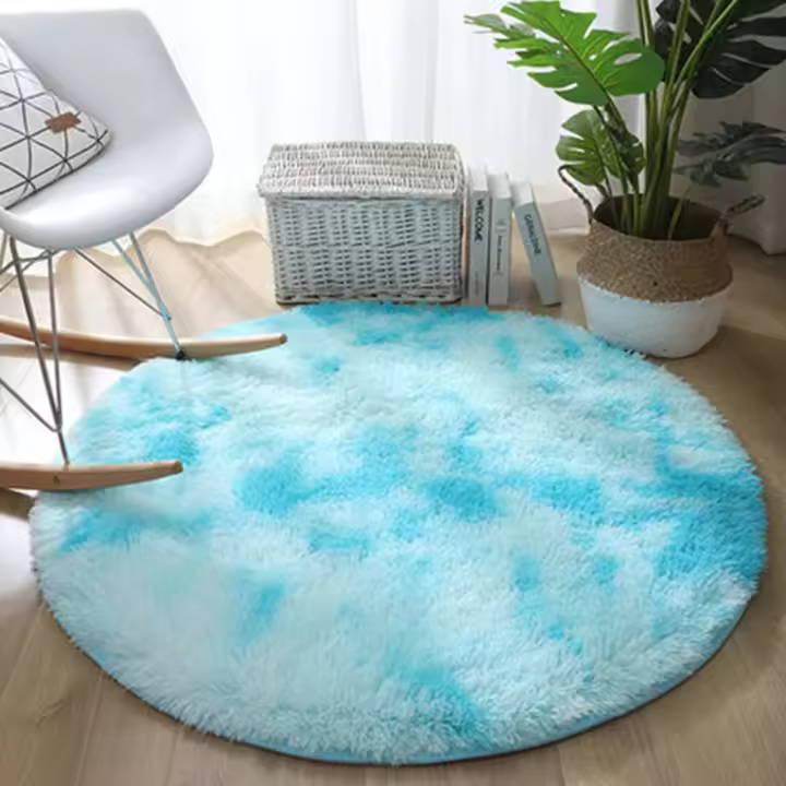 Alfombra circular de pelo largo para salón, dormitorio, lavable, antideslizante, muy suave - 1