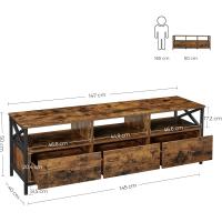 Mueble de TV Industrial 65 Pulgadas, 3 Cajones, Acero, Marrón Rústico y Negro - details 4