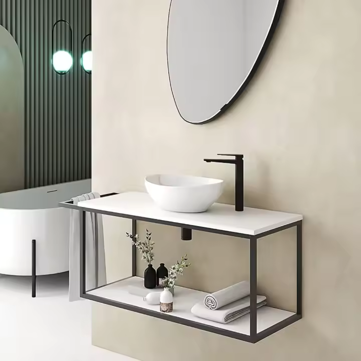 Lavabo Blanco de Cerámica - Con Forma Ovalada - Medidas 41 x 33 x 15 cm - Ideal para Poner sobre Encimera de Muebles de Baños y Aseos - 1