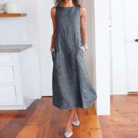 Vestido MIDI de verano a rayas con estilo casual y cómodo Sin mangas, suelto, con bolsillos, Moda para mujeres - details 19