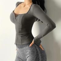 Camiseta de Yoga con almohadilla interior para mujer, Top de manga larga para culturismo y Yoga, ropa deportiva de ajuste seco, ropa deportiva para gimnasio, Top de entrenamiento - details 14