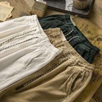 Pantalones Cortos de Corduroy Retro para Hombres Pantalones de Moda Casual de Verano Ligeros con Encaje Multifuncional de Medio Largo - details 5