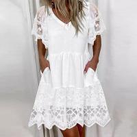 Vestido de manga corta con cuello en V para mujer, moda de verano - details 2