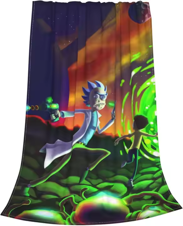 Manta de Anime Rick and Morty, manta de felpa, colcha, manta para exteriores, manta para sofá - 1