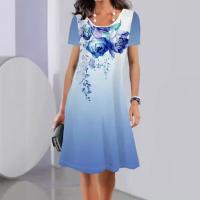 Vestido de manga corta con cuello redondo para mujer, estampado informal, moda de verano - details 5