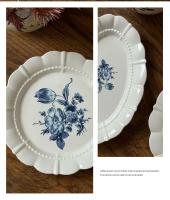 Plato de Cena Cerámico Vintage Ahunderjiaz Estampado de Flor Francesa Vajilla de Mesa Occidental - details 3
