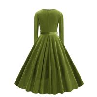 Elegante Vestido de Olla Swing de Longitud Media de Invierno Estilo Retro con Cuello en V - details 13