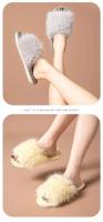 Zapatillas de felpa para interiores esponjosas europeas y americanas para mujer, zapatos de invierno con punta redonda abierta y transfronteriza para niñas en casa - details 8