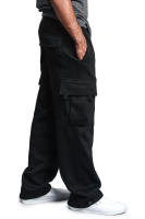 Pantalones deportivos sueltos para hombre, pantalones casuales con encaje, cintura elástica, bolsillo, color sólido - details 17