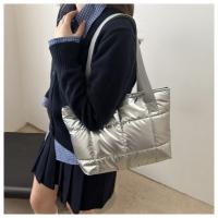 Moda señoras Tote bolsos de gran capacidad de algodón acolchado bolsa de compras rombo bolso portátil acolchado sólido para viajes de ocio - details 26