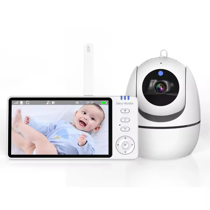 Monitor de vídeo para bebé de 5 pulgadas con cámara Zoom Babyphone Cam protección de seguridad cámaras de vigilancia Sensor de temperatura canción de cuna - 1