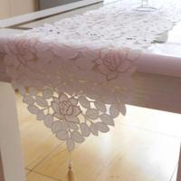 Mesa con bordado floral retro blanco, alfombra Ense, mantel de algodón hueco, decoración de mesa de comedor para el hogar, fiesta de boda - details 8