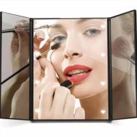 Obtenga el aspecto perfecto en cualquier lugar con el espejo de maquillaje LED portátil de tres lados, ¡Ideal para viajes y retoques! - details 4