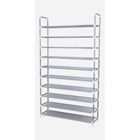 Zapatero de Tela de 10 Niveles, Zapatero con Funda Exterior de Tela 28 x 88 x 160 cm, para Zapatillas de Deporte, Tacones,Zapatillas, Marco de Metal, Gris RXJ36G - details 4