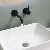 Grifo de Baño TOPX Montado en la Pared Mate Negro con Fregadero Integrado de Bronce Control Dual de Agua Caliente y Fría - details 11