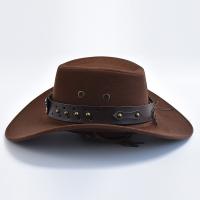 Artificial Suede Western Cowboy Hats Vintage Big-edge Gentleman Cowgirl Jazz Hat Holidays Party Cosplay Hat - details 2
