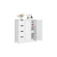 Mueble Auxiliar Armario de Tres Niveles Columna de Cuarto Baño Cajonera Baño Madera Lacada 60x30x80cm Blanco - details 9