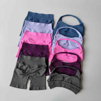 Traje de Yoga de 2 piezas para mujer, ropa de gimnasio de encaje perfecto, Sujetador deportivo Halter, pantalones cortos de impacto a juego, conjuntos de entrenamiento, equipo de gimnasio - details 14