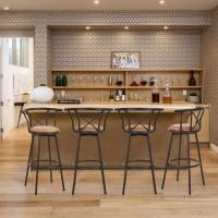 Silla de Cocina de Piel Sintética Giratorio 360° con Respaldar y Reposapiés Altura de 75,5cm - details 4
