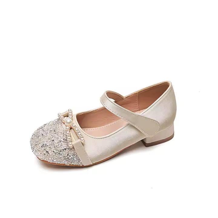 Nuevos zapatos de piel para niña con vestido, zapatillas de cristal para niños con suela blanda - 1