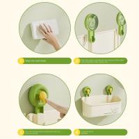 Estante de almacenamiento con ventosa de gran capacidad, estante de almacenamiento para baño montado en la pared, ahorro de espacio, soporte de carga fuerte con orificio de drenaje - details 0