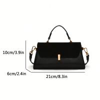 1 bolso elegante de poliéster negro para mujer, bolso cruzado de color sólido con cierre giratorio, correa ajustable, resistente a los arañazos y al desgaste, ideal para ir de compras, citas, viajes de trabajo, bolso pequeño - details 2