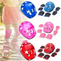 Juego De Protección Para Bicicleta 7 Piezas Azul Rojo Rosa Equipamiento De Seguridad Para Niños Y Niñas Guantes Rodilla Y Codo Con Casco - details 3