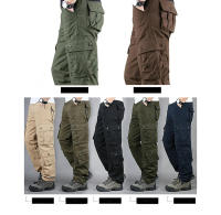 Pantalones Cargo cálidos de lana para hombre, ropa térmica informal de trabajo, pantalones de invierno, verde, negro, caqui, 6 bolsillos - details 1