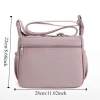 Bolso de hombro de nailon con múltiples bolsillos, bolso cruzado ligero de Color sólido a la moda, bolso portátil de estilo coreano con múltiples bolsillos con cremallera - details 0