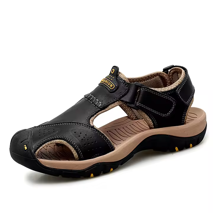 Sandalias clásicas para hombre, sandalias de cuero genuino de verano, zapatos transpirables de cuero de vaca para hombre, sandalias suaves para hombre al aire libre, sandalias romanas - 1