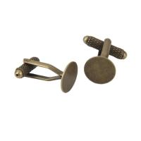 20 Pieces Blank Cufflinks, Round Flat Base Pad, 12mm Findings, Bronze