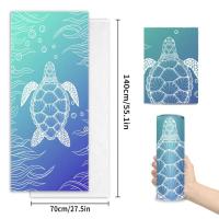 Toalla de playa de microfibra, Toalla de baño absorbente, protector solar grande de secado rápido para adultos, viaje, piscina, patrón de tortuga azul 27*55 - details 4