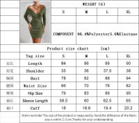 Vestido de manga larga de mujer de cuello V de cinco puntos - details 0