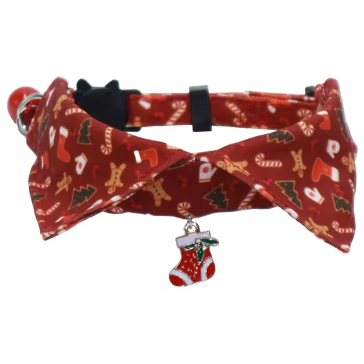 Lindo collar de Navidad de gatito ajustable con campana, collar de pajaritas de gatito, collar de 18-28 cm/7,09-11,02 pulgadas suave - 1