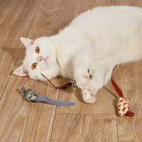 Sistema de muñeca del ratón de la felpa de la simulación, juguete resistente al ras del gato de los dientes del ratón de la pluma - details 0