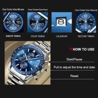 Reloj de Pulsera de Acero Inoxidable POEDAGAR Cronómetro de Lujo para Hombres Resistente al Agua - details 5