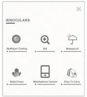 Prismáticos impermeables para actividades al aire libre, Prisma HD BAK4 para una visión clara de animales, canoa y juegos deportivos, 20X - details 1