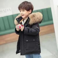Abrigos de algodón para niños, ropa de abrigo gruesa con cuello de piel grande para invierno, chaquetas cálidas con capucha para niños, Parkas informales de moda para adolescentes - details 3