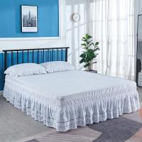 Elegante falda de cama bordada en blanco, resistente a las arrugas y a la decoloración, 15 pulgadas de altura - details 4