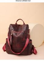 Mochila antirobo para Viajes de Ocio de Mujeres, mochila de viaje de Cuero Blanda Pu de Mujeres, Bolsa simple de gran capacidad - details 25
