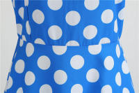 Vestido midi retro de fiesta con estampado de lunares, tirantes finos y cinturón para mujer - details 51