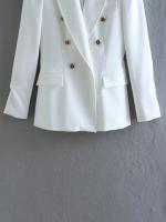 TRAFZA-traje elegante de manga larga para mujer, traje con cuello, Bolsillo falso, decorado, Color sólido, estilo callejero, prendas de vestir exteriores informales - details 26