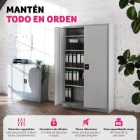 Armario Archivador, Cierre De Seguridad, 4 Alturas, Cajones Ajustables, Mueble Oficina, Acero, Puertas Reforzadas, Limpieza Sencilla, Candado De Seguridad - 140x40x90cm Gris - details 4