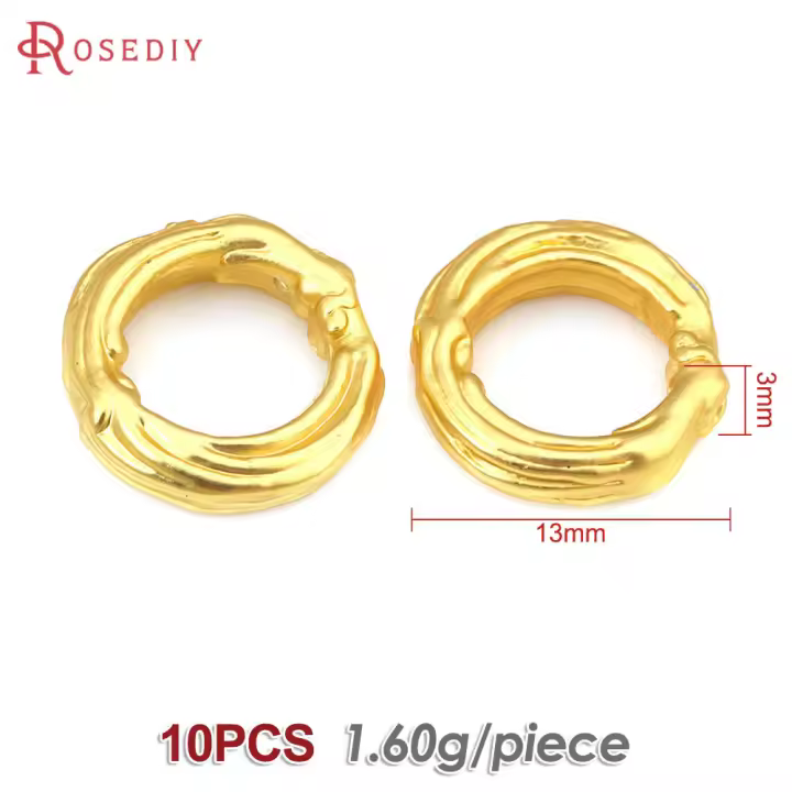 Anillo de Cierre Redondo de Brasso Dorado Mate Joyería de Alta Calidad - 1