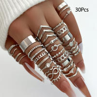 Juego de Anillos Geométricos Bohemios 30 Piezas de Oro y Plata para Uñas - details 1