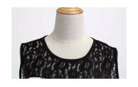 Lace patchwork floral print women summer 50s 60s elegant dress - details 20