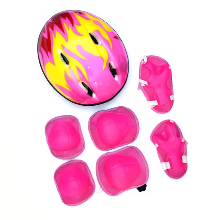 7 unids/set equipo de protección para niños con casco rodilleras ajustables coderas muñequeras para patines - 1
