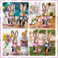 Adornos de Conejo de Paja 2Pcs Estatua de Conejo de Espuma Decoración para Fiesta de Pascua Regalo de Manualidades Foto 25/35cm - details 13