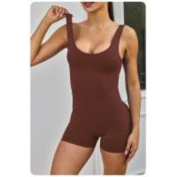 Traje deportivo de yoga para mujer sin costuras con espalda hueca en ropa ancha de nylon para gimnasio sin mangas cuello redondo para primavera/verano - details 3